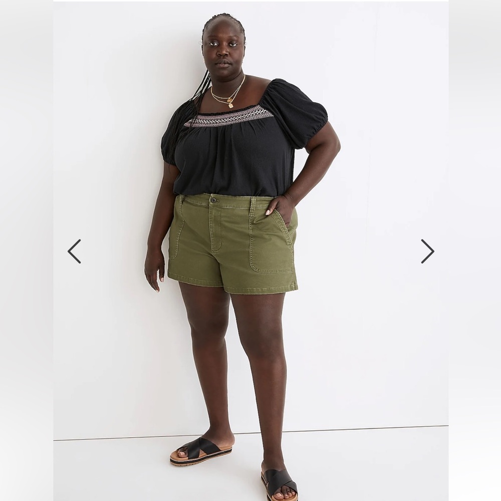 Madewell Perfect Military Cotton Twill Shorts Size 24W Palm Tree